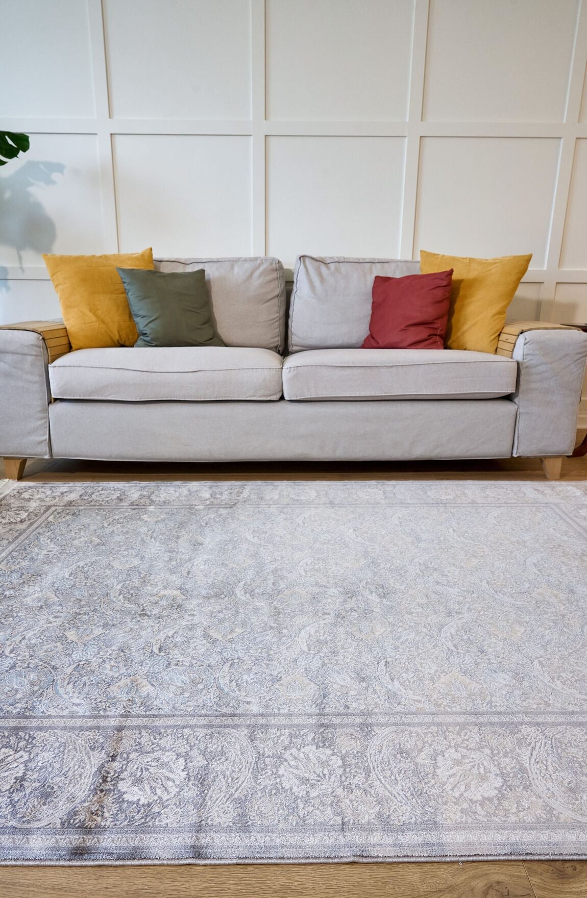 Vendome Palace 5441 Gri Krem -Viskon Bambu Halı | Dokuma Salon Halısı